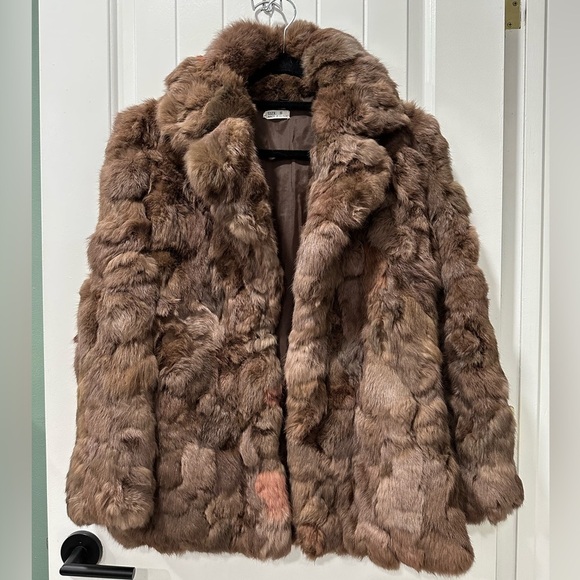 Vintage 100% Real Rabbit Fur Coat in Brown - Picture 1 of 10